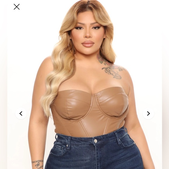 Bae For Tonight Faux Leather Corset Top - Mocha - Picture 6 of 6